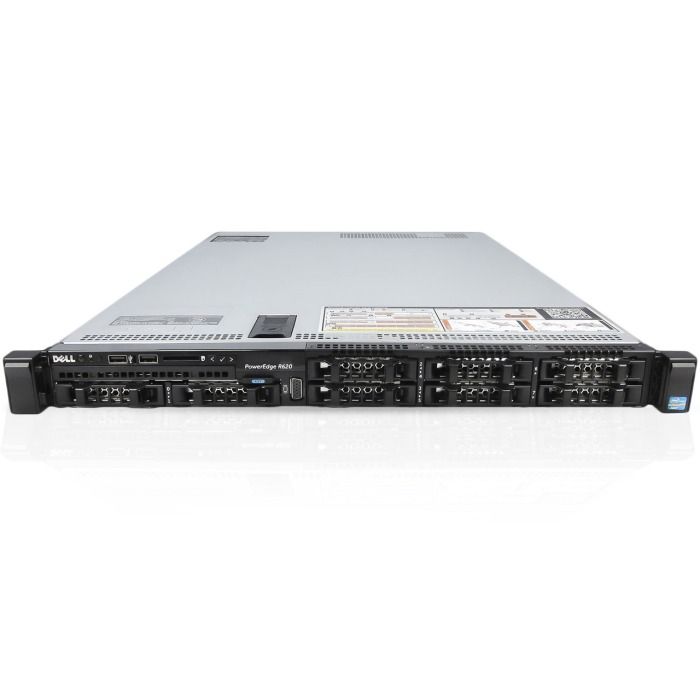 Server Dell R620 8x2.5" with 2x E5-2687Wv2, 32GB RAM, H710P, 2x480GB SSD SATA 2.5", 4x1GbE, 2xPSU, Rails, iDRAC 7 Enterprise
