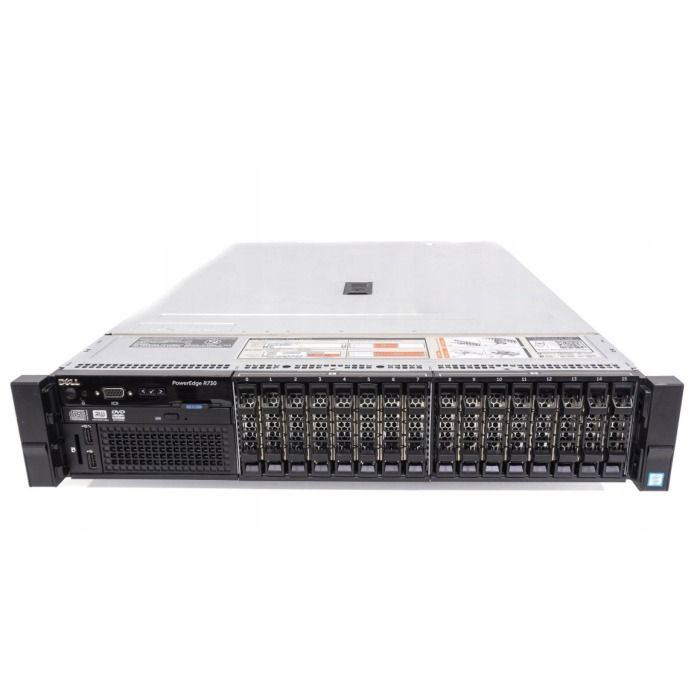 Server Dell R730 16x2.5" with 2xE5-2643 v3, 128GB RAM, H730P, 2x 480GB SSD SATA 2.5", 4x1GbE, 2xPSU, Rails, iDRAC 8 Enterprise