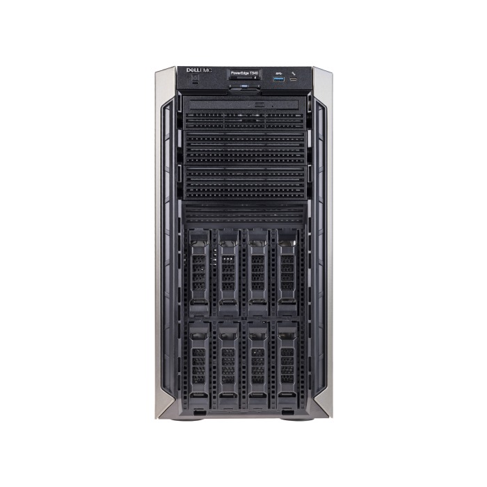Serwer Dell PowerEdge T340 8x3.5" z 1x E-2124, 32GB RAM, HBA330, BOSS-S1 z 2x Dell 240GB SSD SATA RI M.2, 2x 960GB SSD SATA 2.5", 2x10GbE BASE-T, 2x PSU 495W, maskownica, iDRAC9 Enterprise