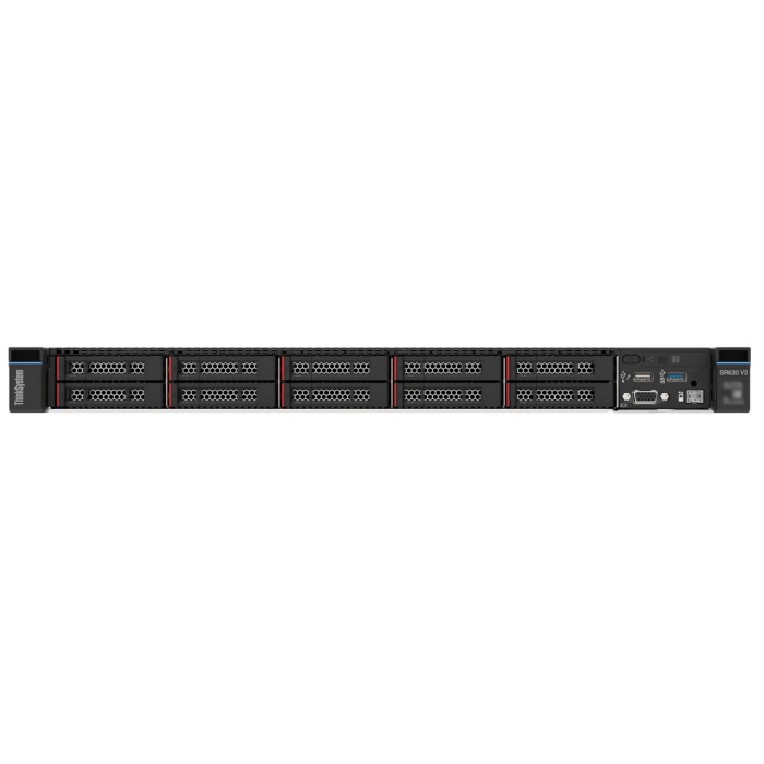 Serwer Lenovo ThinkSystem SR630 V3 10x2.5" NVMe z 2x Platinum 8460H, 1024GB RAM, 9350-16i, 4x 480GB SSD SATA 2.5", 2x100GbE QSFP56, 2x PSU 1100W, szyny, maskownica, XCC2 Standard