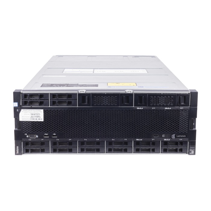 Serwer Lenovo ThinkSystem SR950 24x2.5" z 8x Platinum 8276, 3TB RAM, M1215, 2x960GB SSD SATA 2.5", 2x10GbE SFP+, 4xPSU, szyny