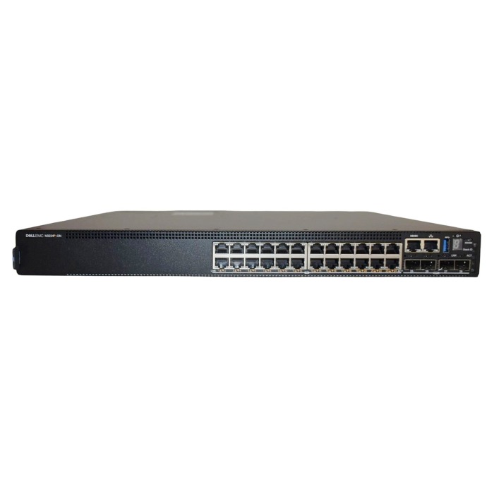 Switch Dell PowerSwitch N3224P-ON 24x1GbE PoE+, 4x10GbE SFP+, 2x100GbE QSFP28, 1xPSU 1050W AC F2R Normal Flow