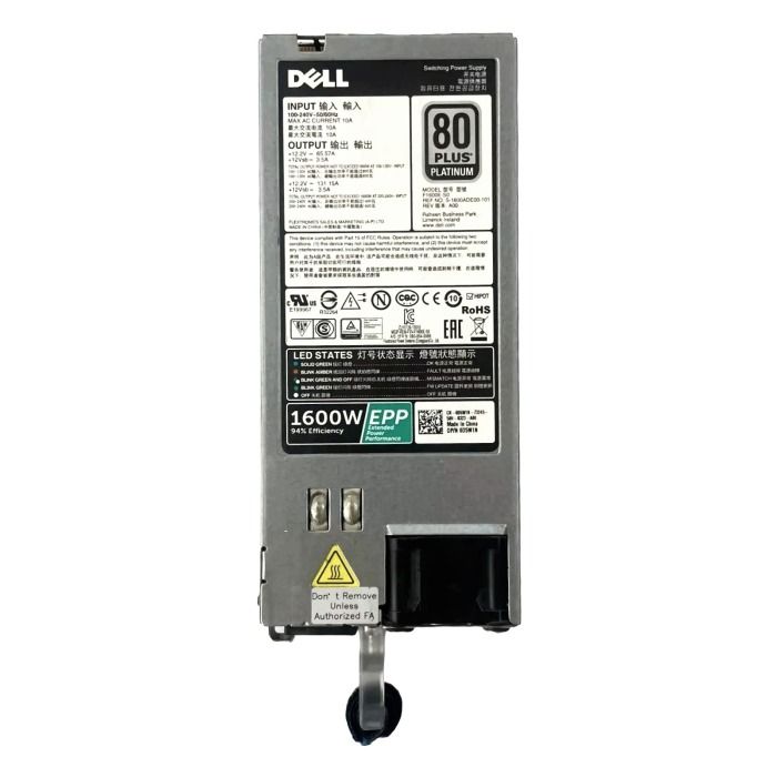 Zasilacz Dell Flextronics 1600W 100-240V AC 50/60Hz 80+ Platinum D5W1N