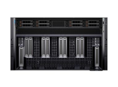 Serwer Dell XE9680 8x2.5 NVMe z 2x Platinum 8470 52-Core, 1024GB RAM DDR5, 6x3.2TB SSD NVMe U.2 2.5, 8x A100 SXM5 80GB vRAM, 2x1GbE LOM, 2x100GbE QSFP28 Adapter, 8x 1x400Gb/s NDR, 6xPSU, szyny, iDRAC9
