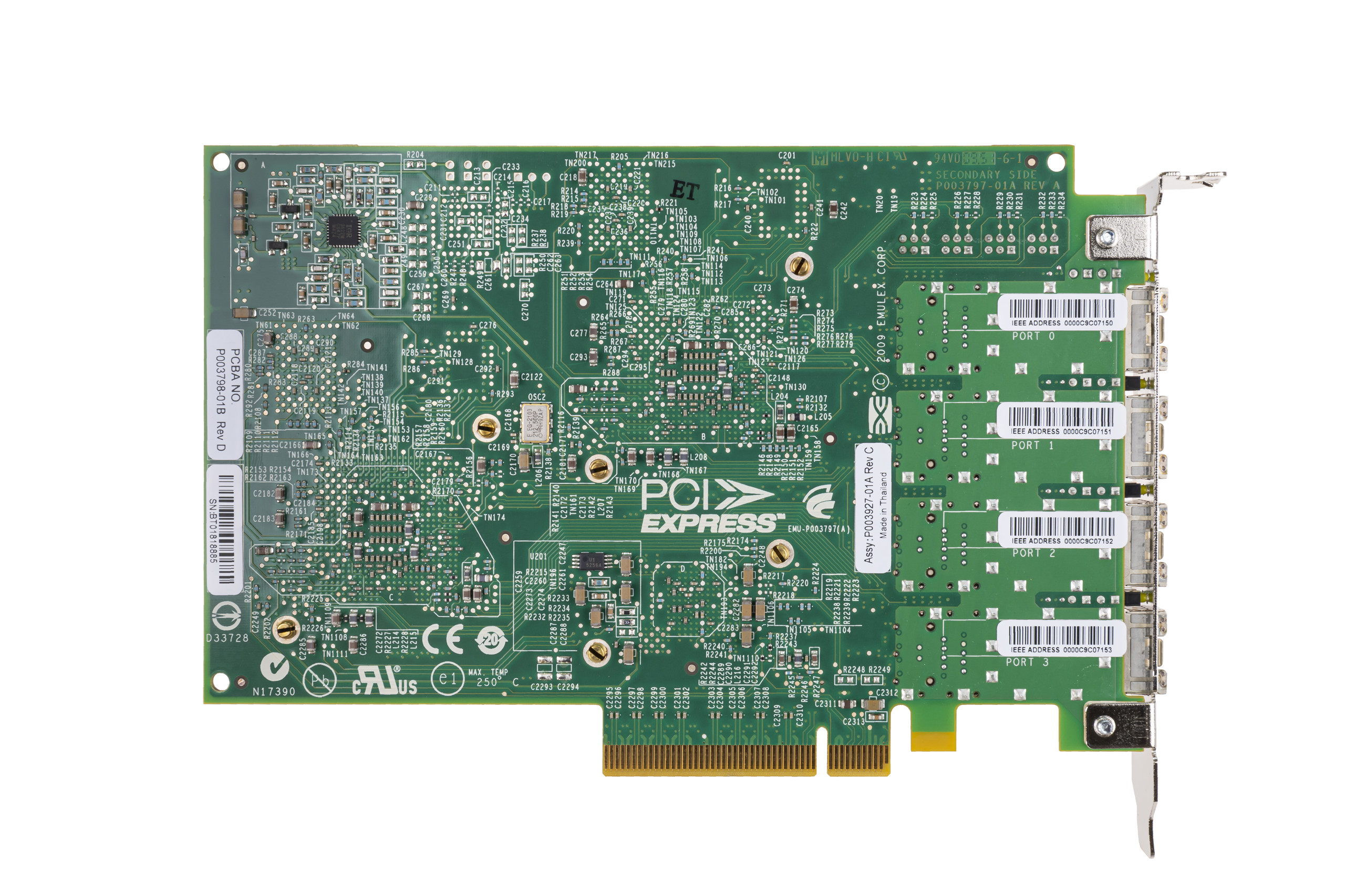 Network Card Emulex Lpe12004 4x8Gb FC PCIe 2.0x8 P003798-01B - Afbeelding 3 van 3