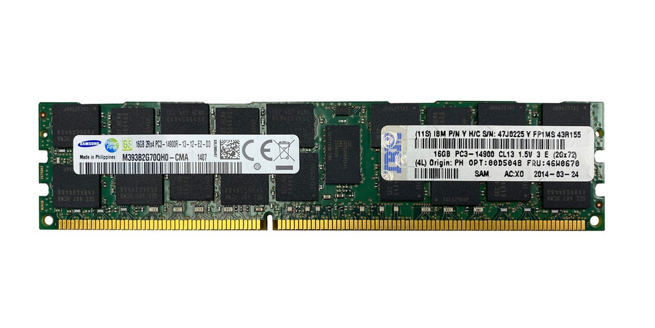 【中古】IBM純正 Micron製 16GB メモリー PC3-14900R MICRON 16GB PC3-14900R DDR3-1866 REG ECC MEMORY MODULE